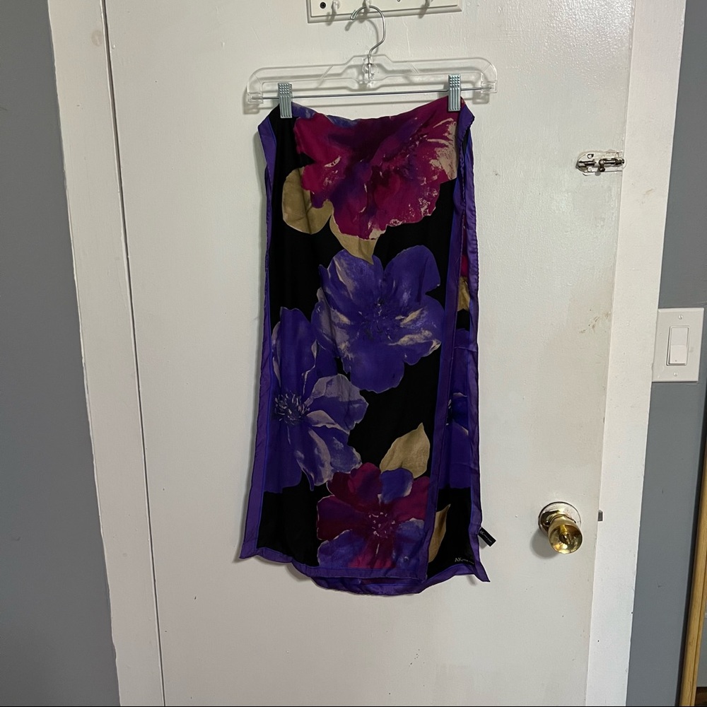 Vintage Purple Anne Klein Silk Scarf